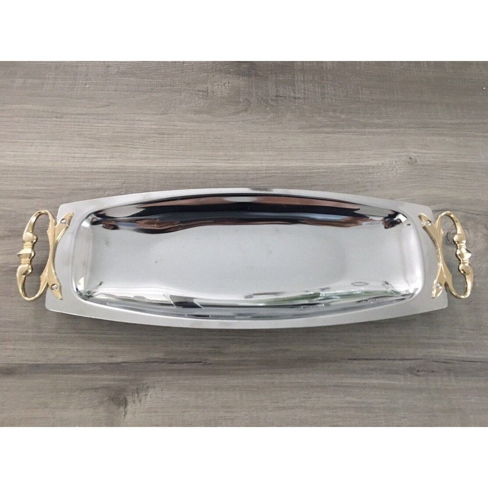 KROMEX Vintage Mid Century Modern Silver Chrome MCM Serving Tray‎ Retro